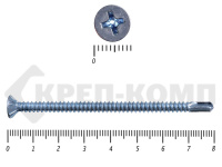 Саморез потай, цинк 4.8 x 80 сверло, DIN 7504P, (2000шт)