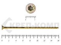 Саморезы Конструкционные, потай Torx, желтый цинк  6.0х160 мм КРЕП-КОМП (100 шт)