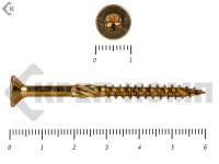 Саморезы Конструкционные, потай Torx, желтый цинк  5.0х 60 мм (20 шт) 