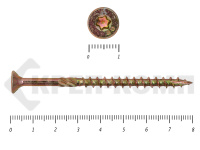 Саморезы Конструкционные, потай Torx, желтый цинк  5.0х 80 мм КРЕП-КОМП (200 шт)