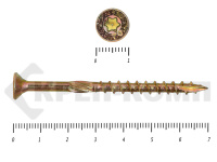 Саморезы Конструкционные, потай Torx, желтый цинк  5.0х 70 мм КРЕП-КОМП (200 шт)