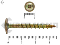 Саморезы с прессшайбой по дереву, Wood-Plate 3.8х35 мм, желтый цинк, HIMTEX (50 шт)