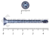 Саморез потай, цинк 4.8 x 45 сверло, DIN 7504Р, МОСКРЕП (200шт.)