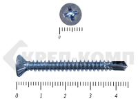 Саморез потай, цинк 4.8 x 45 сверло, DIN 7504P, (5000шт)