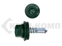 Саморез кровельный 5,5х19 RAL6005, тёмно-зелёный К КРЕП-КОМП (4000шт)