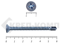 Саморез потай, цинк 5.5 x 60 сверло, DIN 7504P (2500шт)