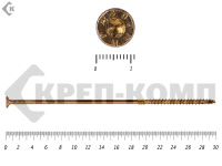 Саморезы Конструкционные, потай Torx, желтый цинк  6.0х300 мм ПРОФИ HIMTEX (100 шт)