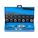 Набор для нарезания трубной резьбы, 6 предметов: 1/2",3/4",1", трещотка, удлинитель, пластмассовый к