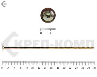 Саморезы с прессшайбой Torx, по дереву, желтый цинк  6.0х300 мм (100 шт)